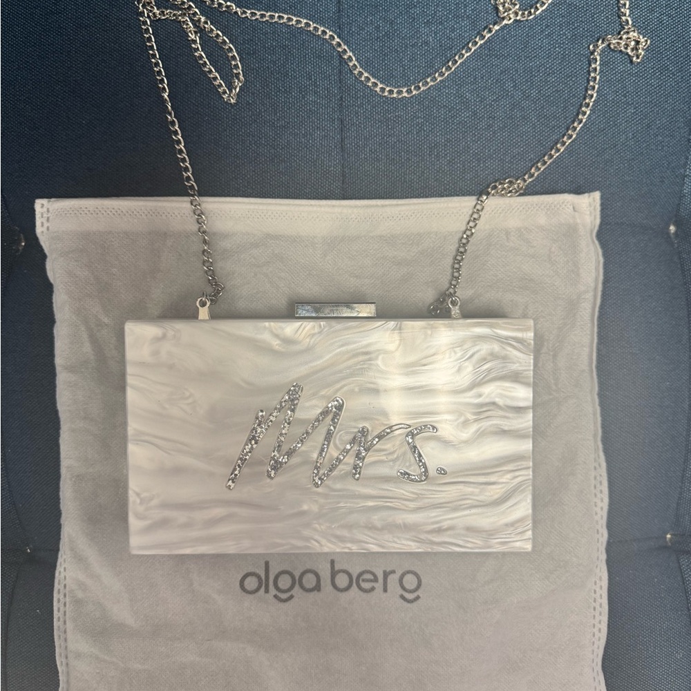 Olga Berg Marble White 'Mrs.' Clutch